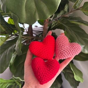 Handmade Crochet Heart Keychains